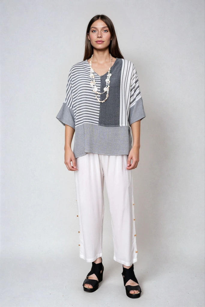 Mixed Print Top - White - Dairi - The Wardrobe