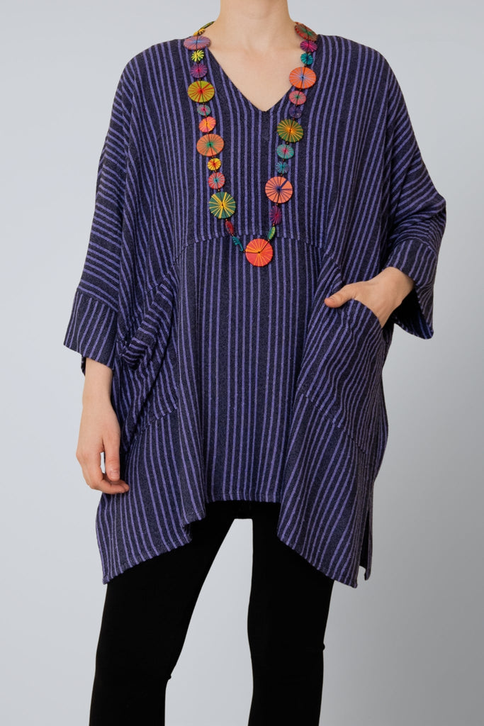 Oversize Top - Lapis Shadow Stripe - Dairi - The Wardrobe