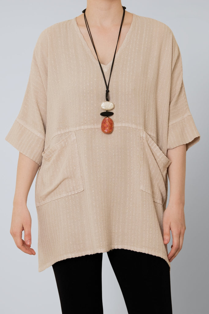 Oversize Top - Sand Shadow Stripe - Dairi - The Wardrobe