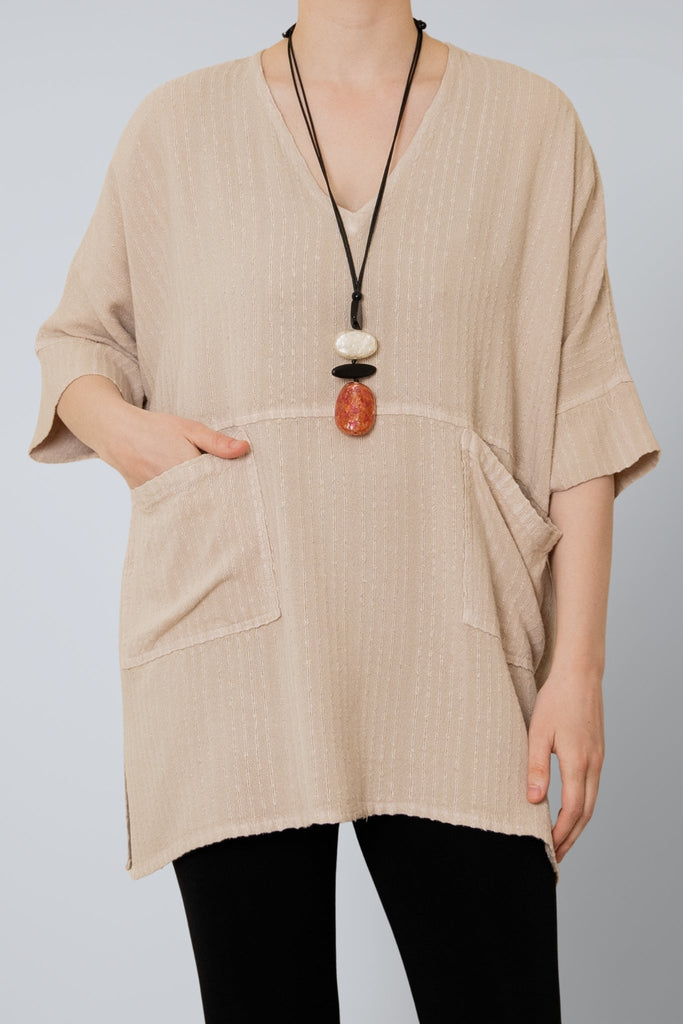 Oversize Top - Sand Shadow Stripe - Dairi - The Wardrobe