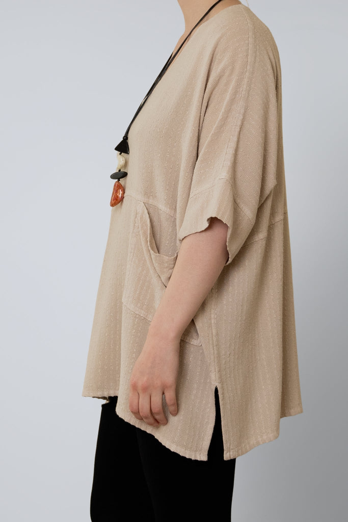 Oversize Top - Sand Shadow Stripe - Dairi - The Wardrobe