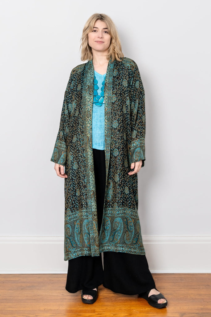 Printed Duster - Turquoise Paisley - BaBa Imports - The Wardrobe