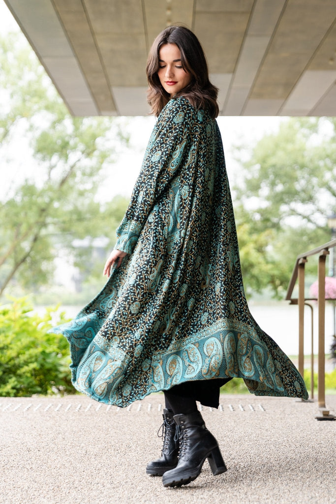 Printed Duster - Turquoise Paisley - BaBa Imports - The Wardrobe