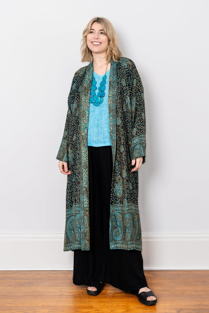 Printed Duster - Turquoise Paisley - BaBa Imports - The Wardrobe