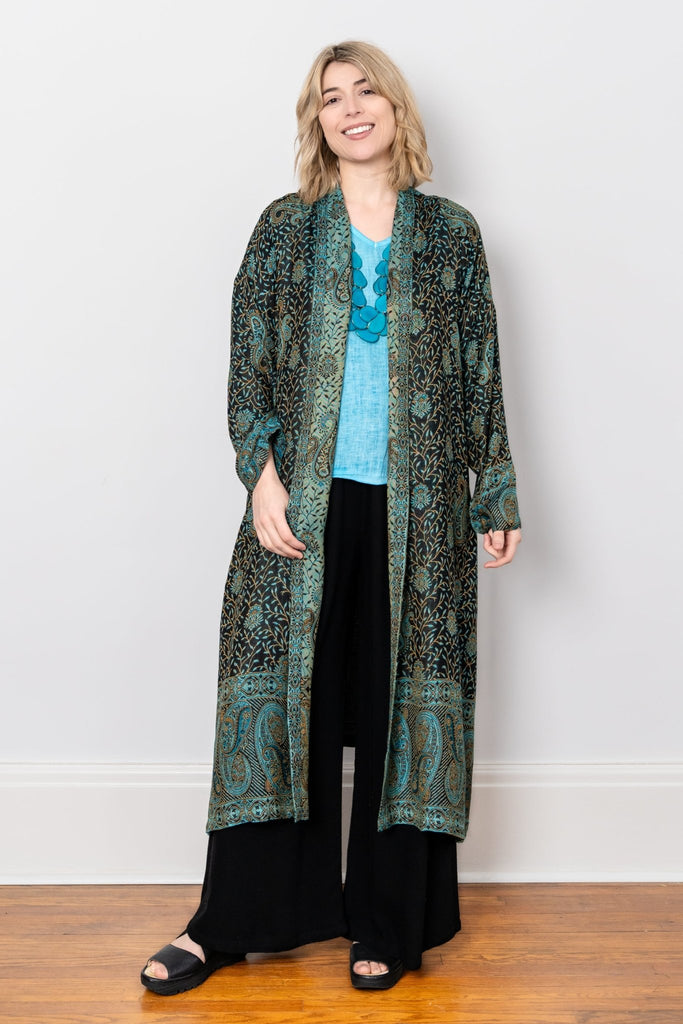 Printed Duster - Turquoise Paisley - BaBa Imports - The Wardrobe