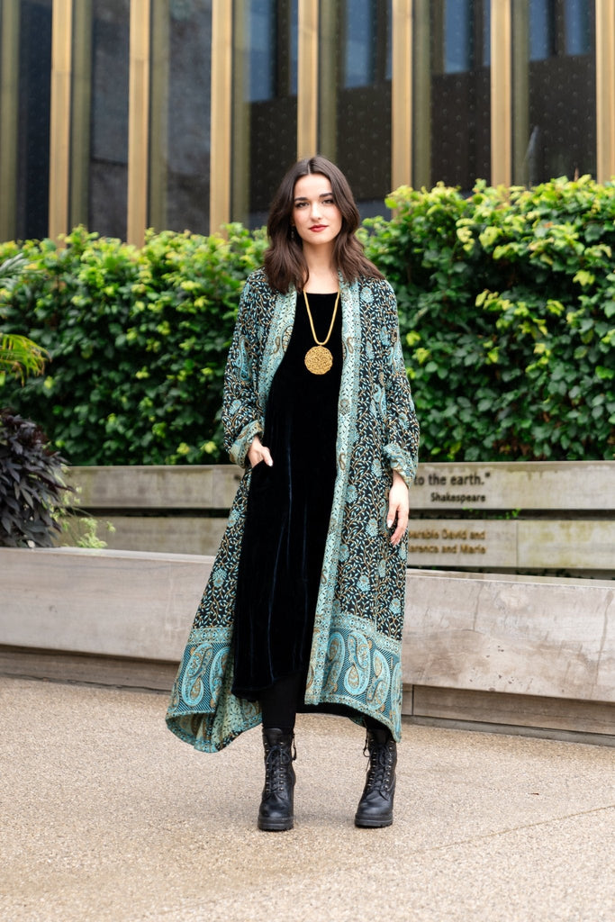 Printed Duster - Turquoise Paisley - BaBa Imports - The Wardrobe