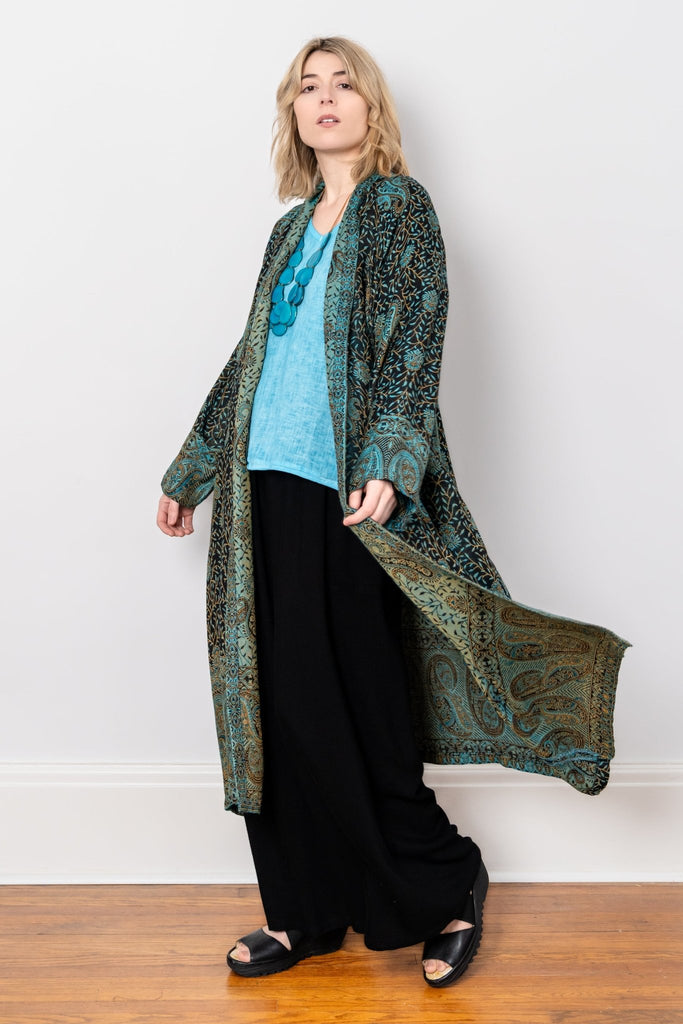 Printed Duster - Turquoise Paisley - BaBa Imports - The Wardrobe