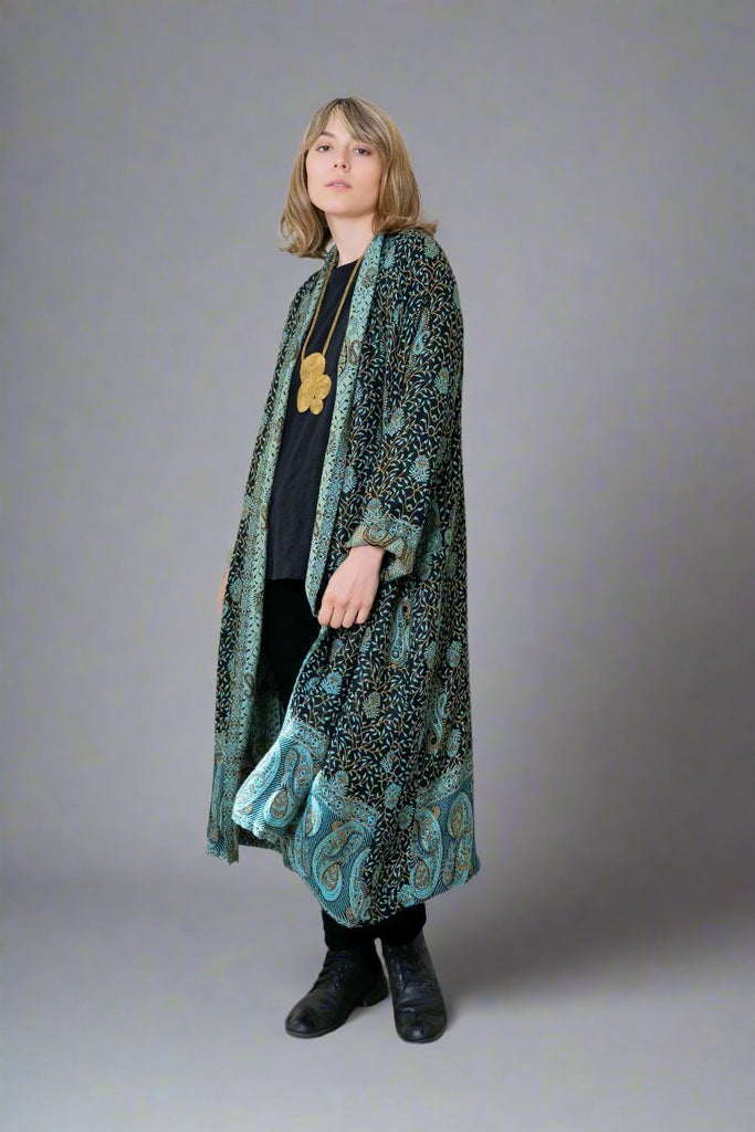 Printed Duster - Turquoise Paisley - BaBa Imports - The Wardrobe