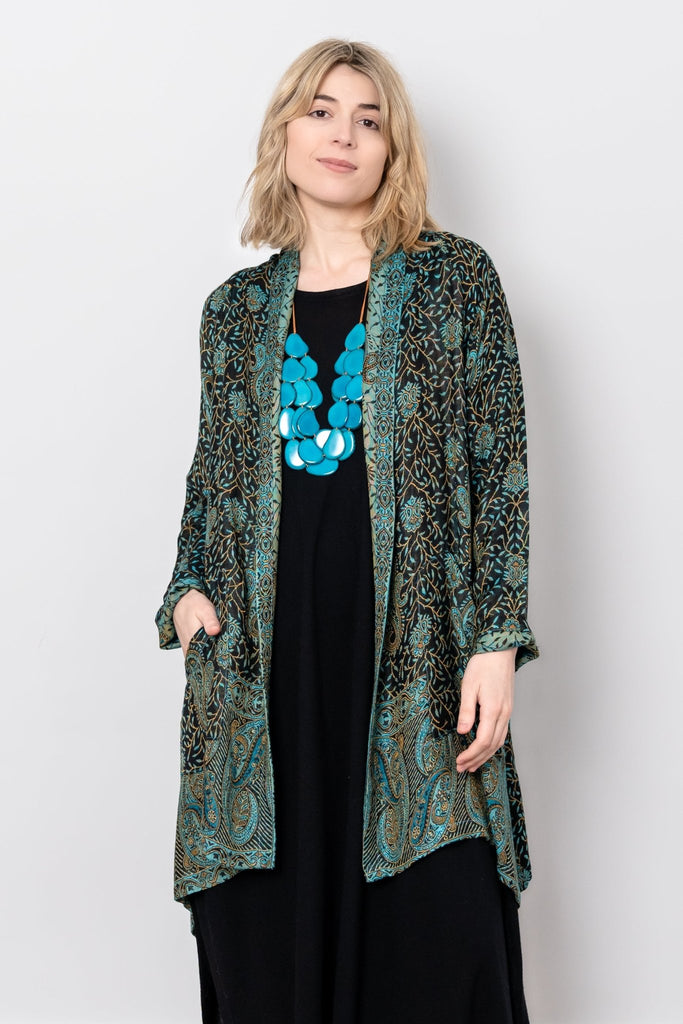 Printed Jacket - Turquoise Paisley - BaBa Imports - The Wardrobe