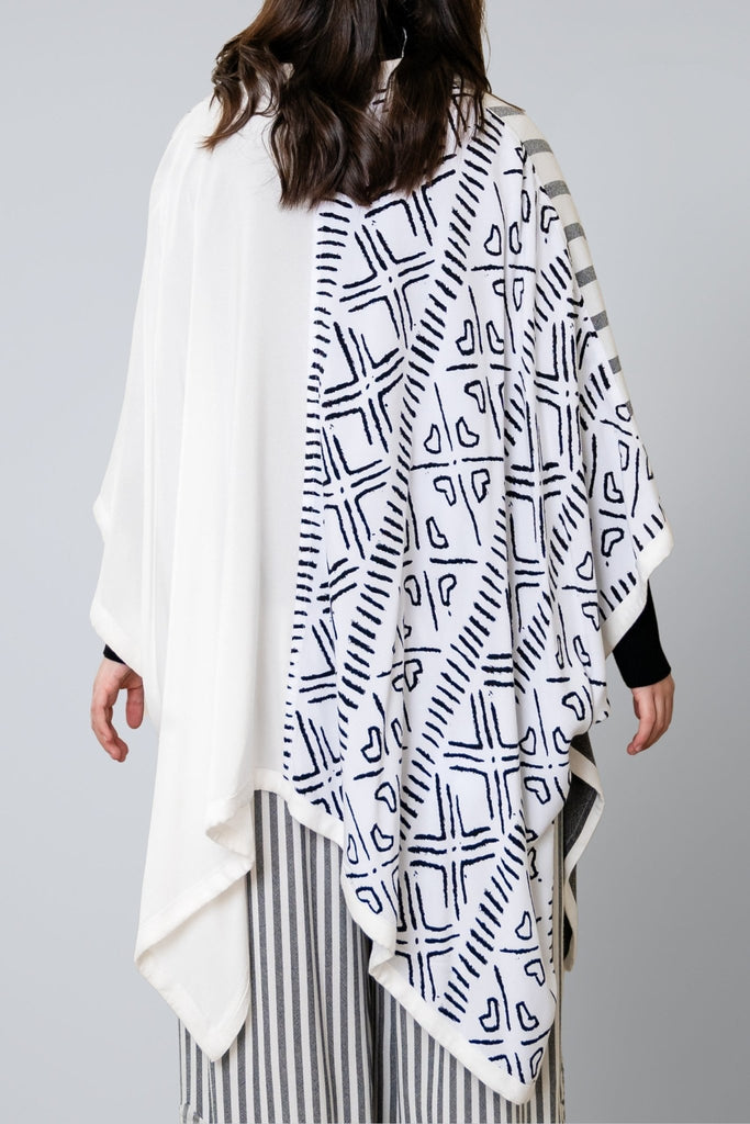 Printed Ruana - White - Dairi - The Wardrobe