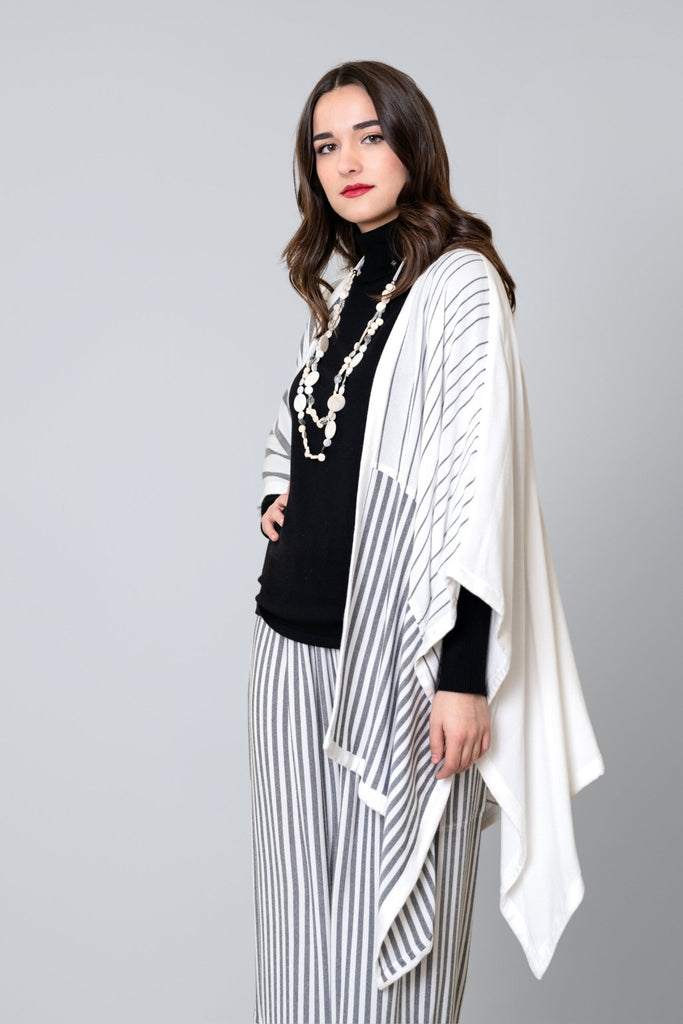 Printed Ruana - White - Dairi - The Wardrobe