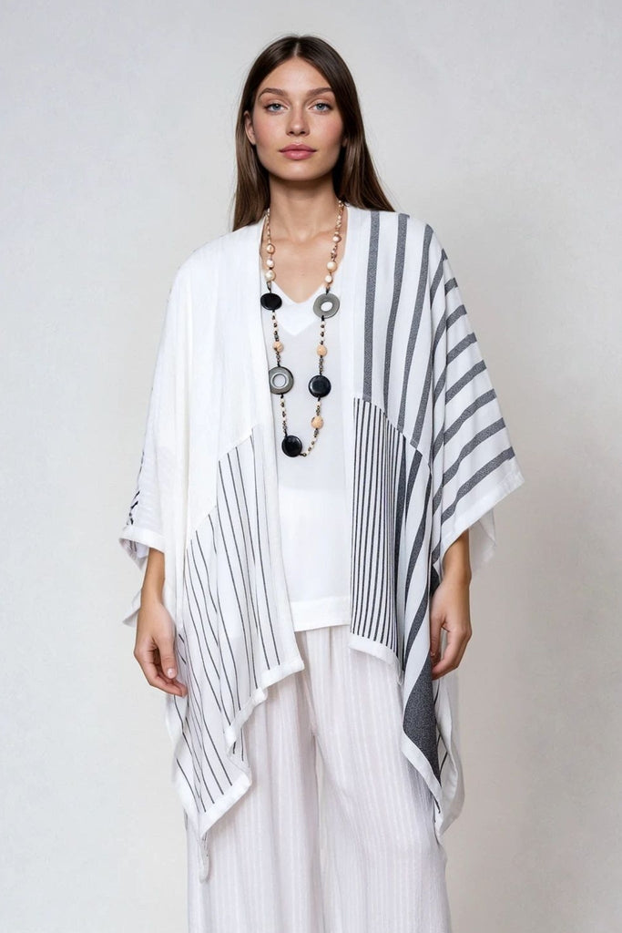 Printed Ruana - White - Dairi - The Wardrobe