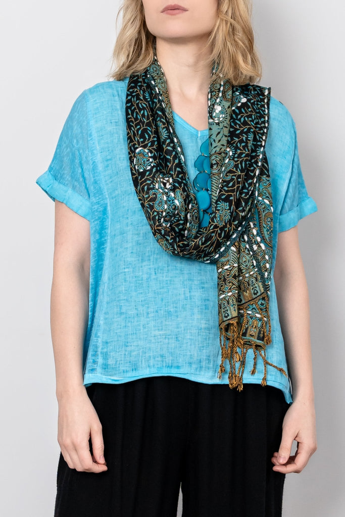 Printed Scarf - Turquoise Paisley - The Wardrobe - The Wardrobe