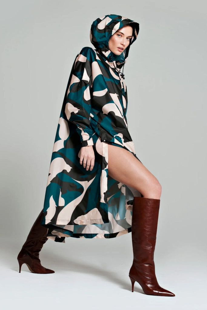 Rain Poncho - Malika Favre Petrol - Rainkiss - The Wardrobe