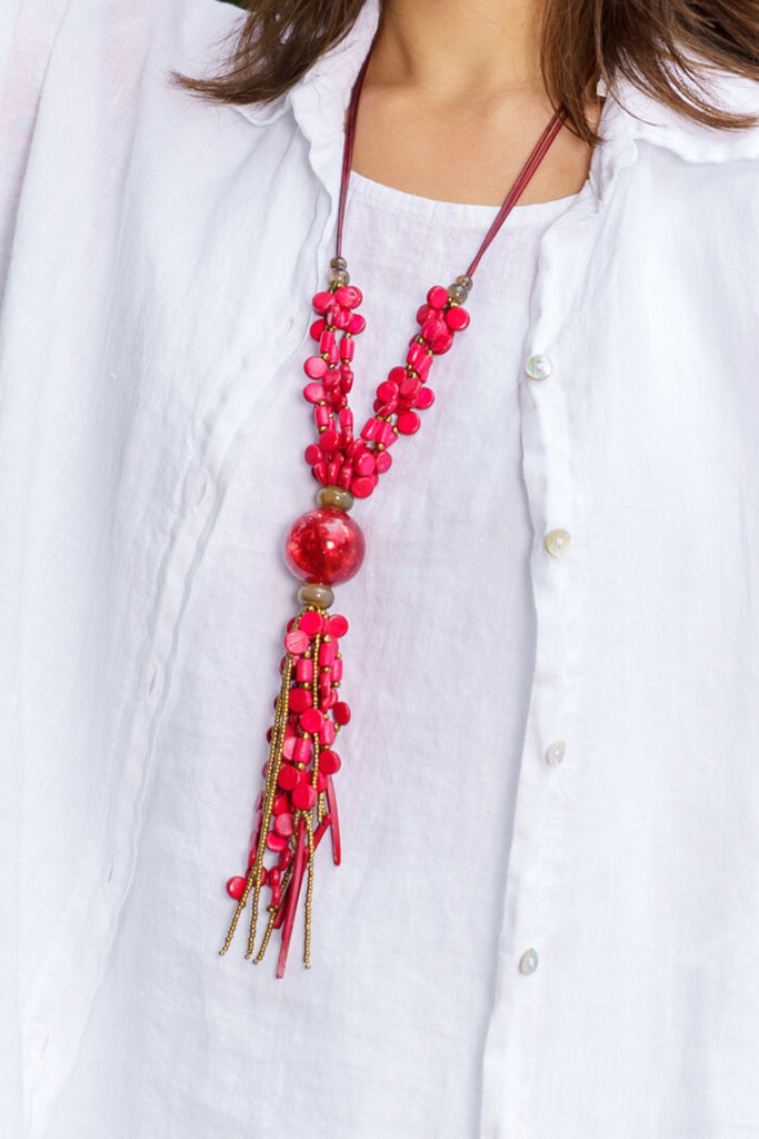 Red Beaded Necklace - The Wardrobe - The Wardrobe