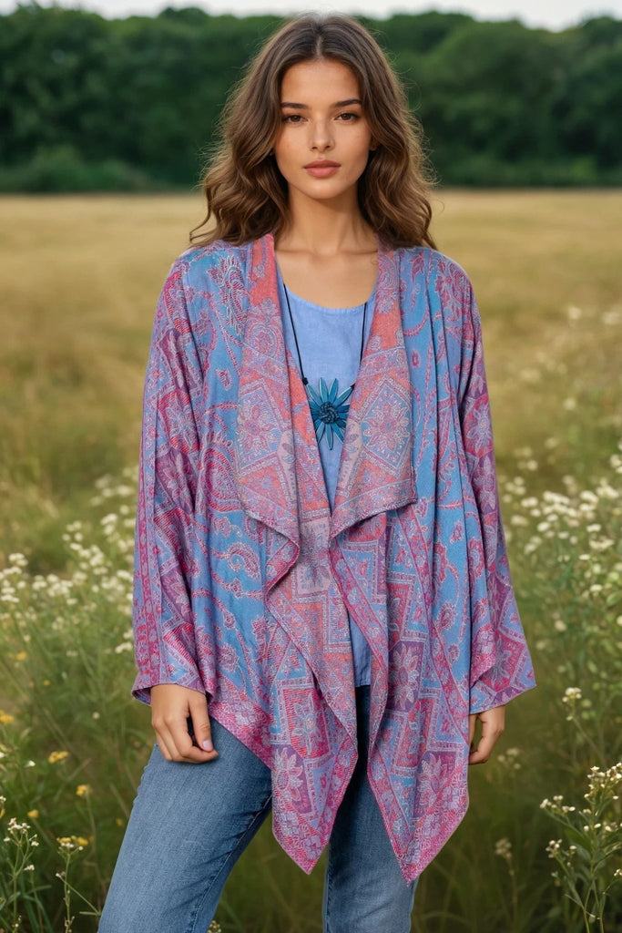 Short Printed Jacket - Cornflower - BaBa Imports - The Wardrobe