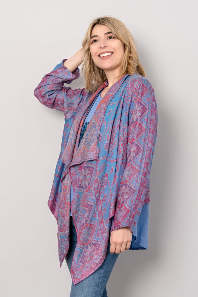 Short Printed Jacket - Cornflower - BaBa Imports - The Wardrobe