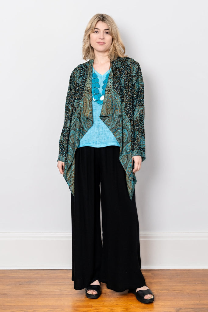 Short Printed Jacket - Turquoise Paisley - BaBa Imports - The Wardrobe