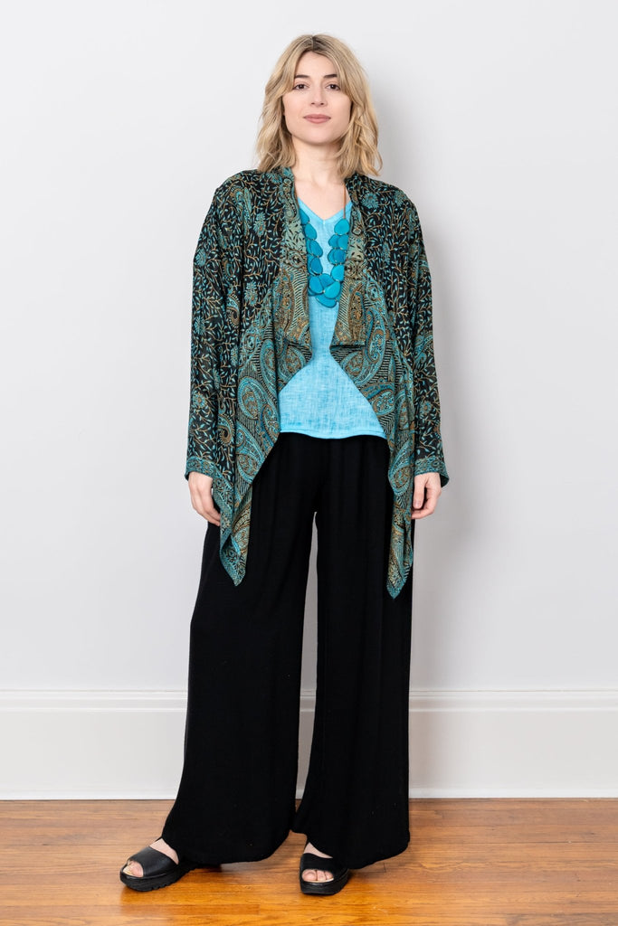 Short Printed Jacket - Turquoise Paisley - BaBa Imports - The Wardrobe