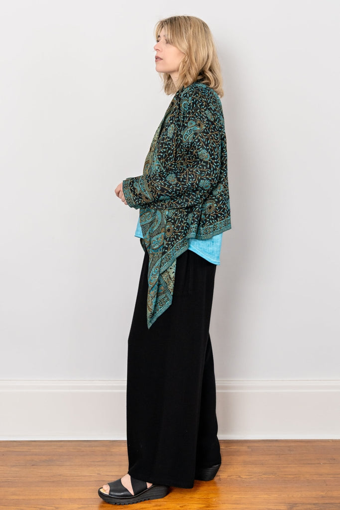 Short Printed Jacket - Turquoise Paisley - BaBa Imports - The Wardrobe