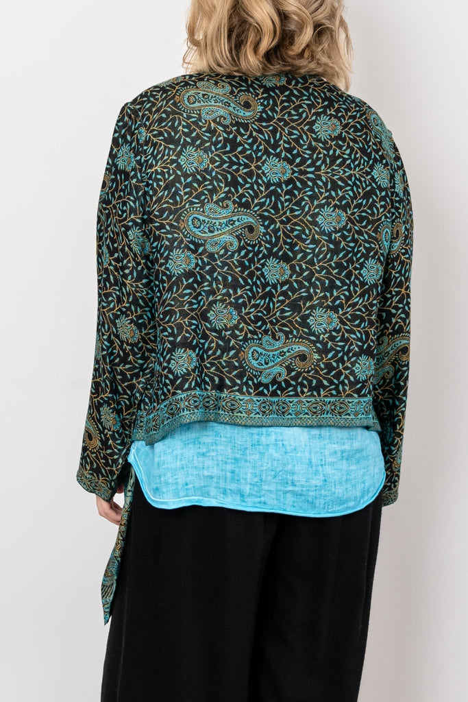 Short Printed Jacket - Turquoise Paisley - BaBa Imports - The Wardrobe