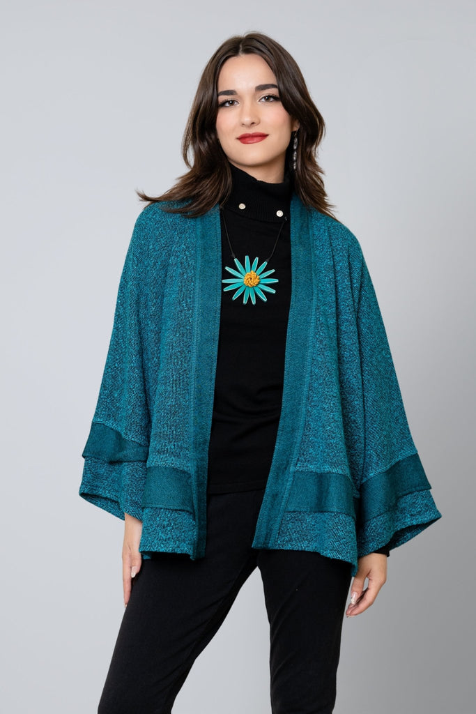 Textured Trim Jacket - Turquoise - Dairi - The Wardrobe