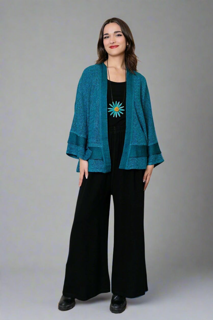 Textured Trim Jacket - Turquoise - Dairi - The Wardrobe