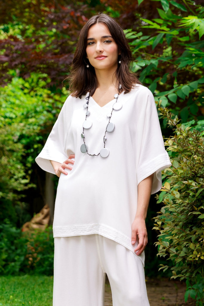 V - Neck Top - White - Dairi - The Wardrobe