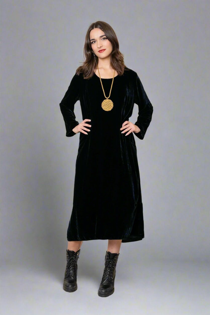 Velvet Dress - Black - Grizas - The Wardrobe