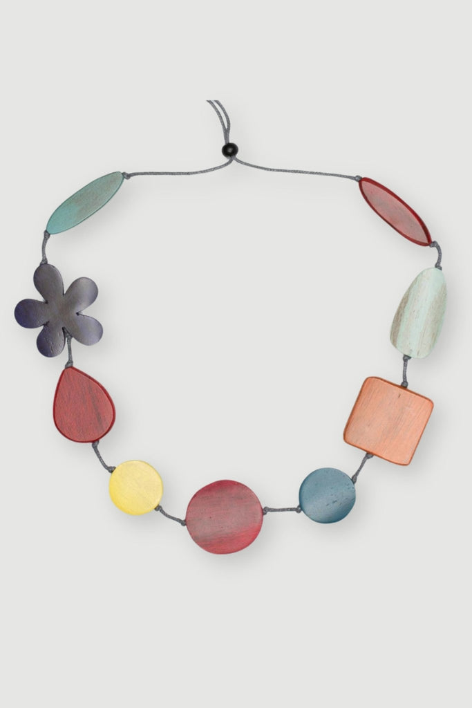 Wooden Flower Necklace - Multi - The Wardrobe - The Wardrobe