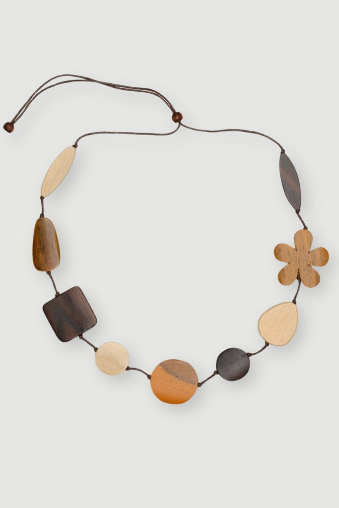 Wooden Flower Necklace - Natural - The Wardrobe - The Wardrobe