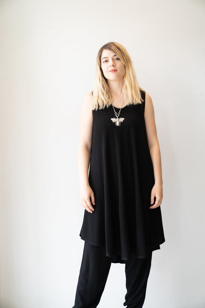 Bias Cut Tunic Dress - Black - Dairi - The Wardrobe