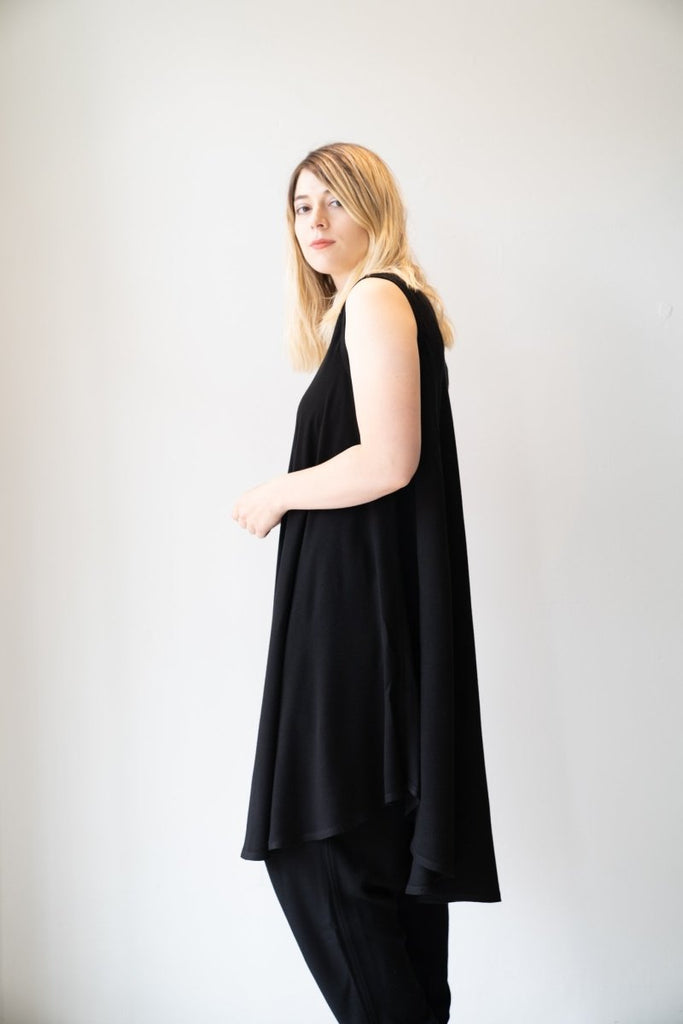 Bias Cut Tunic Dress - Black - Dairi - The Wardrobe