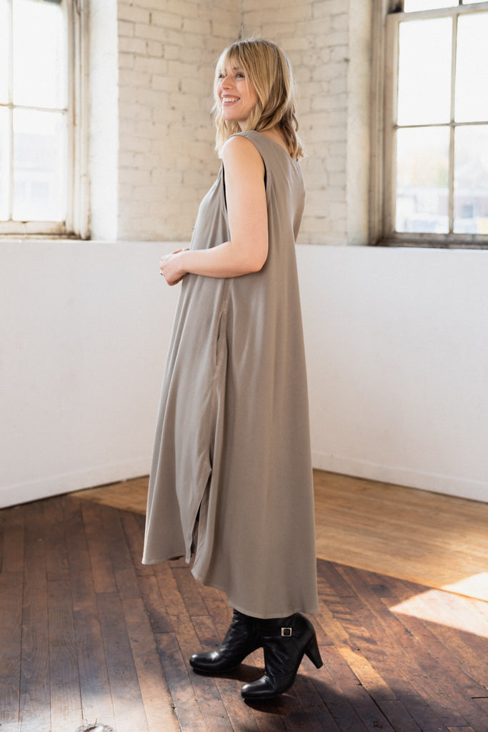 Bias Cut Dress - British Taupe - Dairi - The Wardrobe