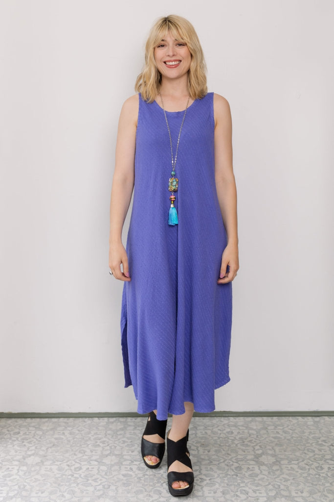 Bias Cut Dress - Lapis Stripe - Dairi - The Wardrobe