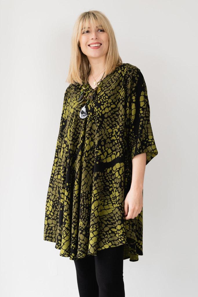 Bias Cut Tunic - Avocado Print - Dairi - The Wardrobe