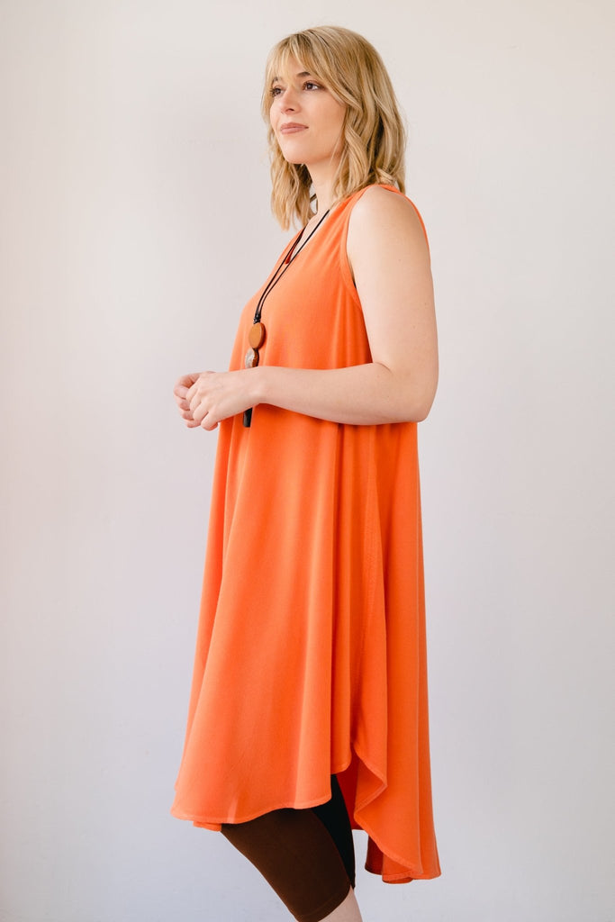 Bias Cut Tunic Dress - Tangerine - Dairi - The Wardrobe