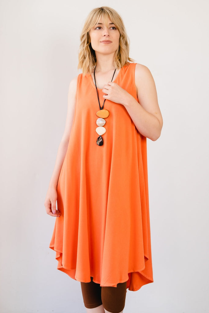 Bias Cut Tunic Dress - Tangerine - Dairi - The Wardrobe