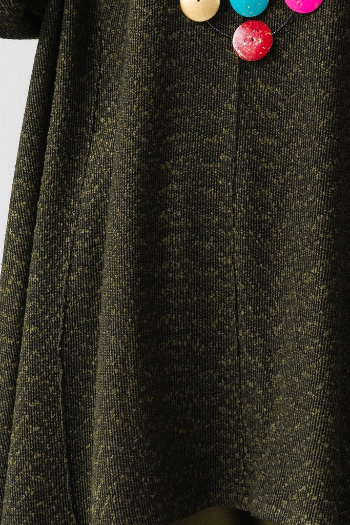 Bouclé V-Neck Tunic - Military Green - Dairi - The Wardrobe