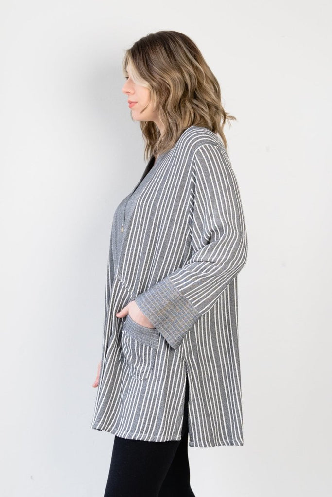 Button Cardigan - Shadow Stripe - Dairi - The Wardrobe