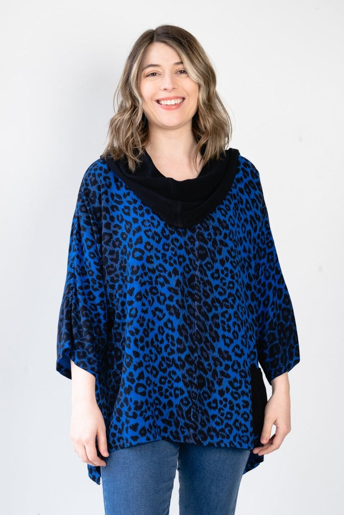 Cowl Top - Blue Leopard - Dairi - The Wardrobe