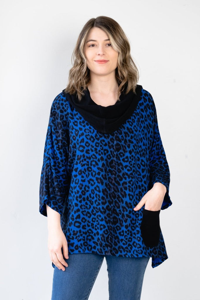 Cowl Top - Blue Leopard - Dairi - The Wardrobe