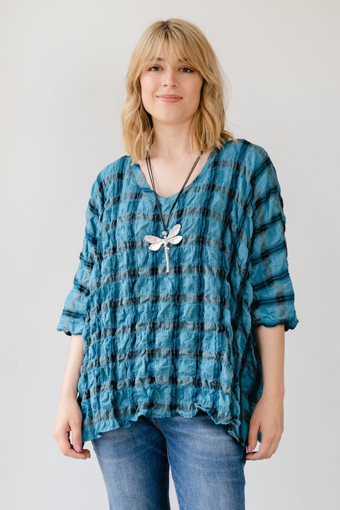 Cutloose Crinkle Plaid Top (One-Size) - Cutloose - The Wardrobe