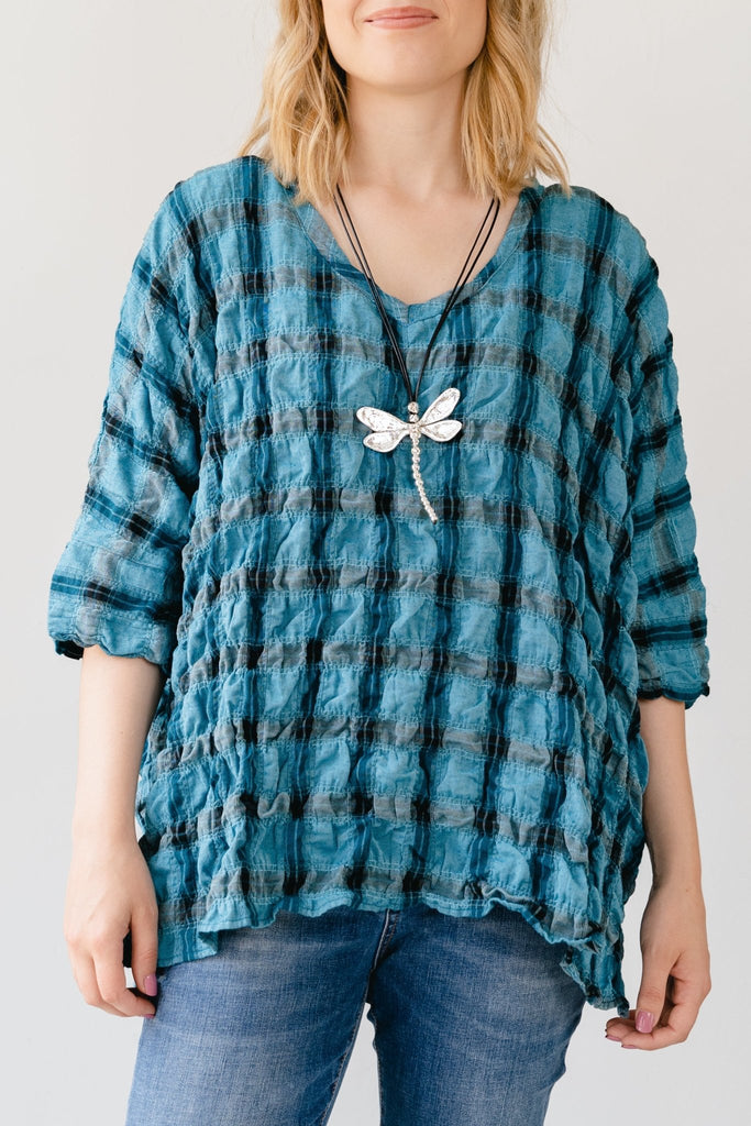 Cutloose Crinkle Plaid Top (One-Size) - Cutloose - The Wardrobe