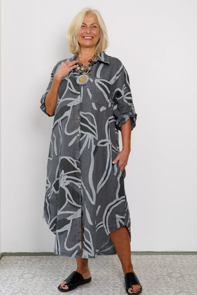 Danica Linen Duster Dress - Made in Italy - The Wardrobe