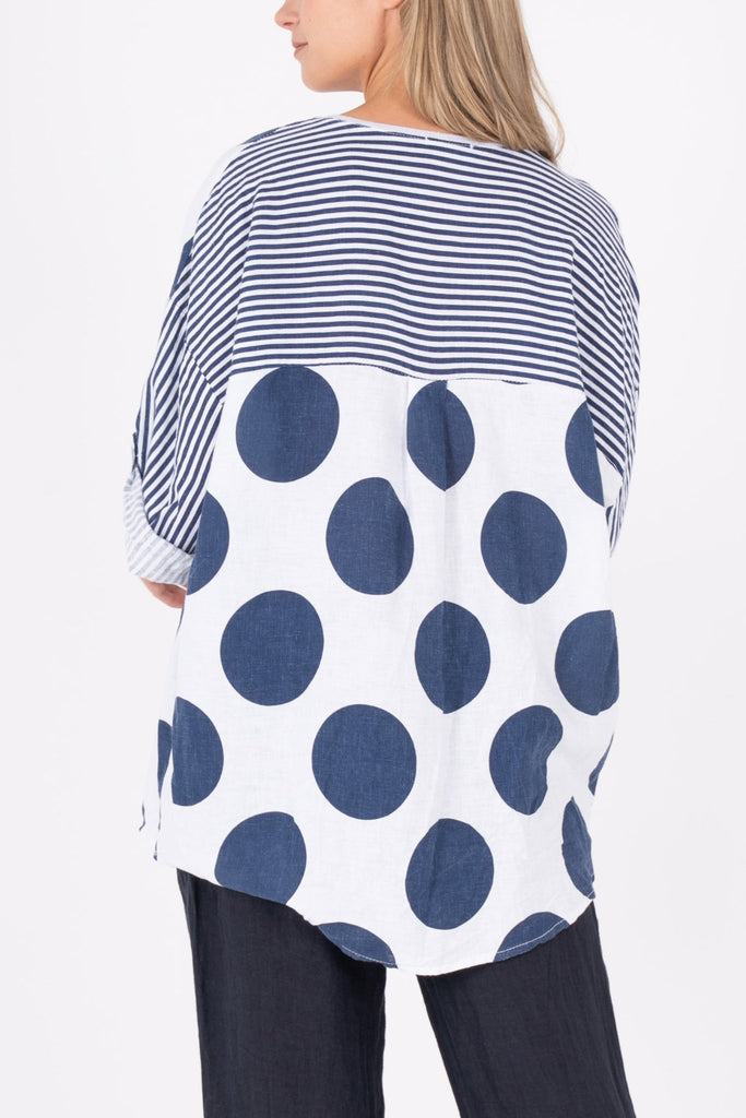 Dolce Linen Dot Top - M Made in Italy - The Wardrobe