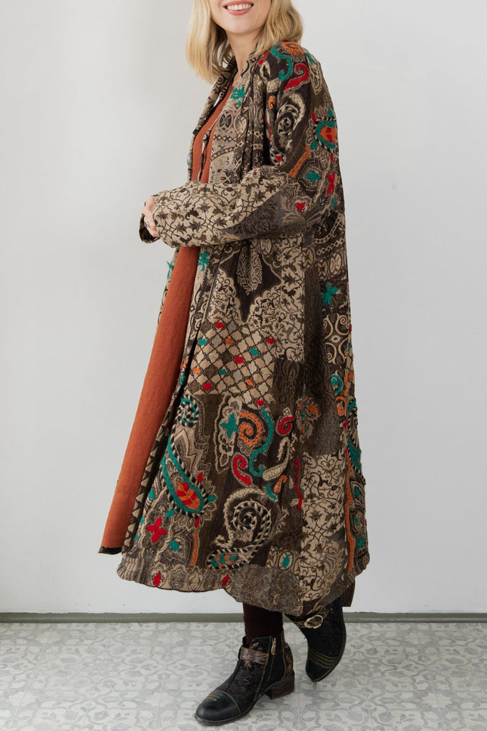 Embroidered Wool Duster - Alana - BaBa Imports - The Wardrobe