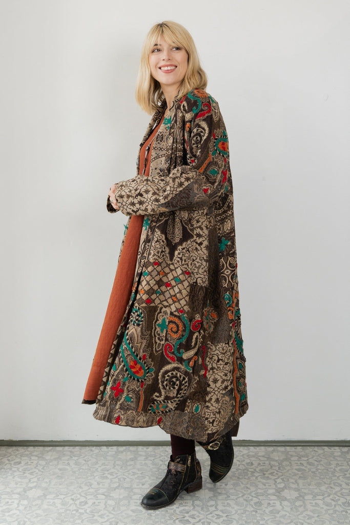 Embroidered Wool Duster - Alana - BaBa Imports - The Wardrobe