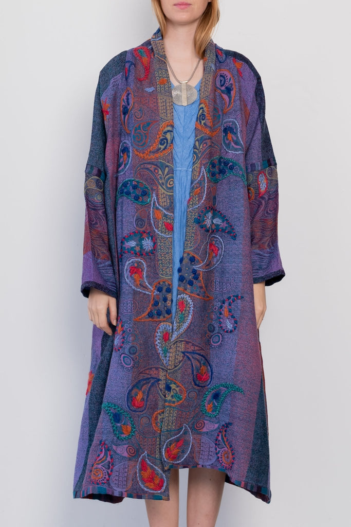 Embroidered Wool Duster - Lana - BaBa Imports - The Wardrobe