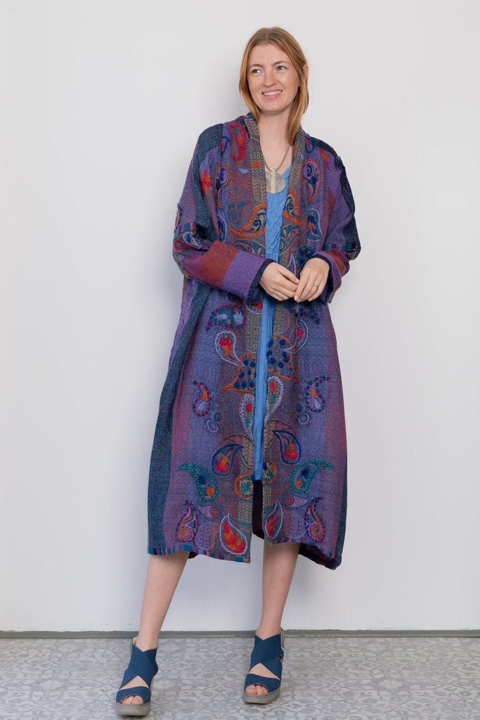 Embroidered Wool Duster - Lana - BaBa Imports - The Wardrobe
